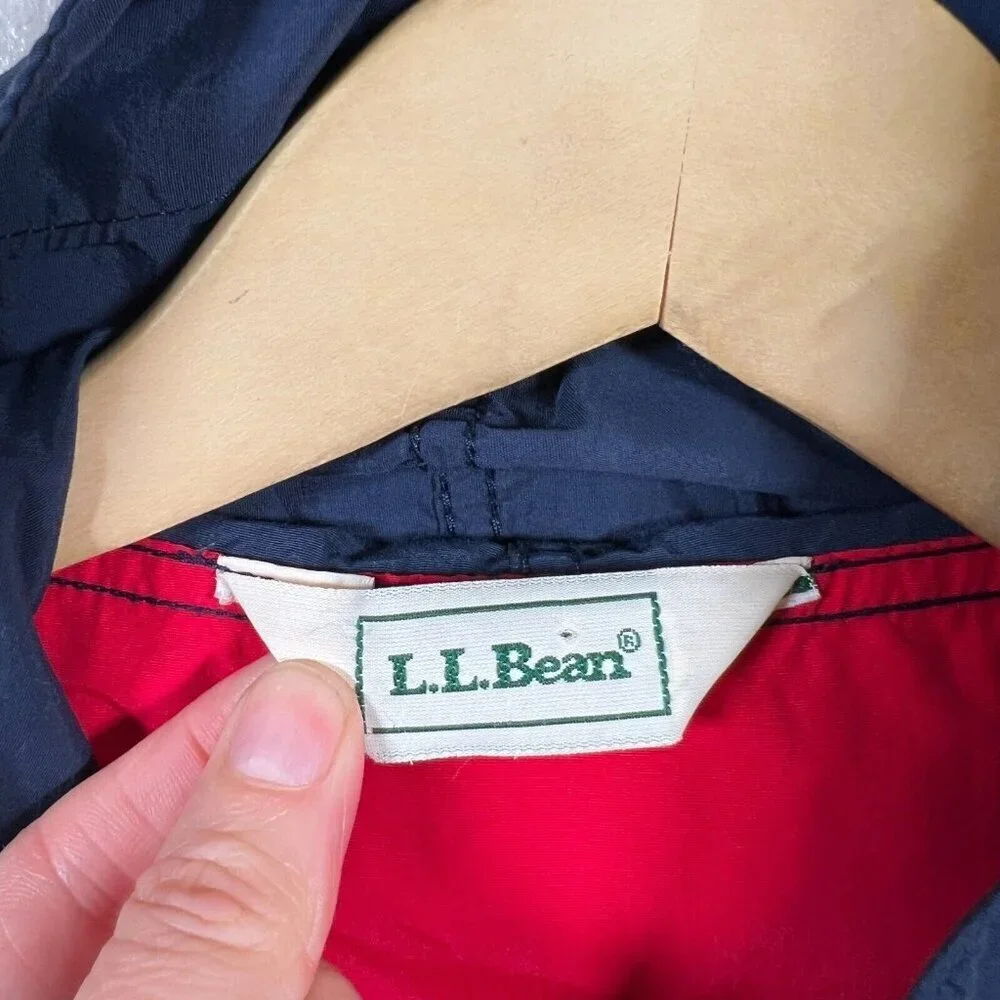 Vintage L.L. Bean Anorak Quarter Zip Jacket Mens Size Large Blue Red Made In USA - Picture 3 of 12